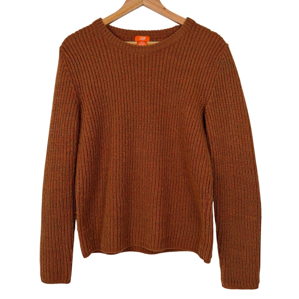 Joe Fresh Sweater Women Large Orange Ribbed‎ Wool Blend Knit Pullover A-677